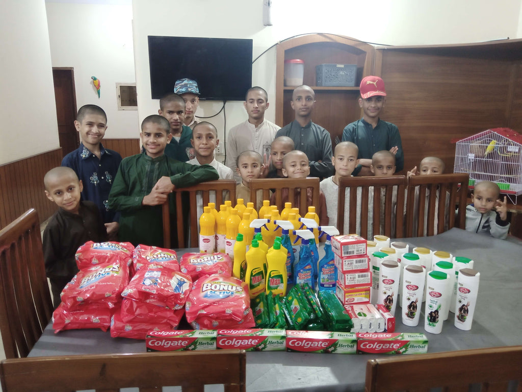 Honoring Shab-E-Barat by Serving Pizza & Drinks to Beloved Orphans and Distributing Personal Hygiene & Cleaning Essentials to Orphanage – PK
