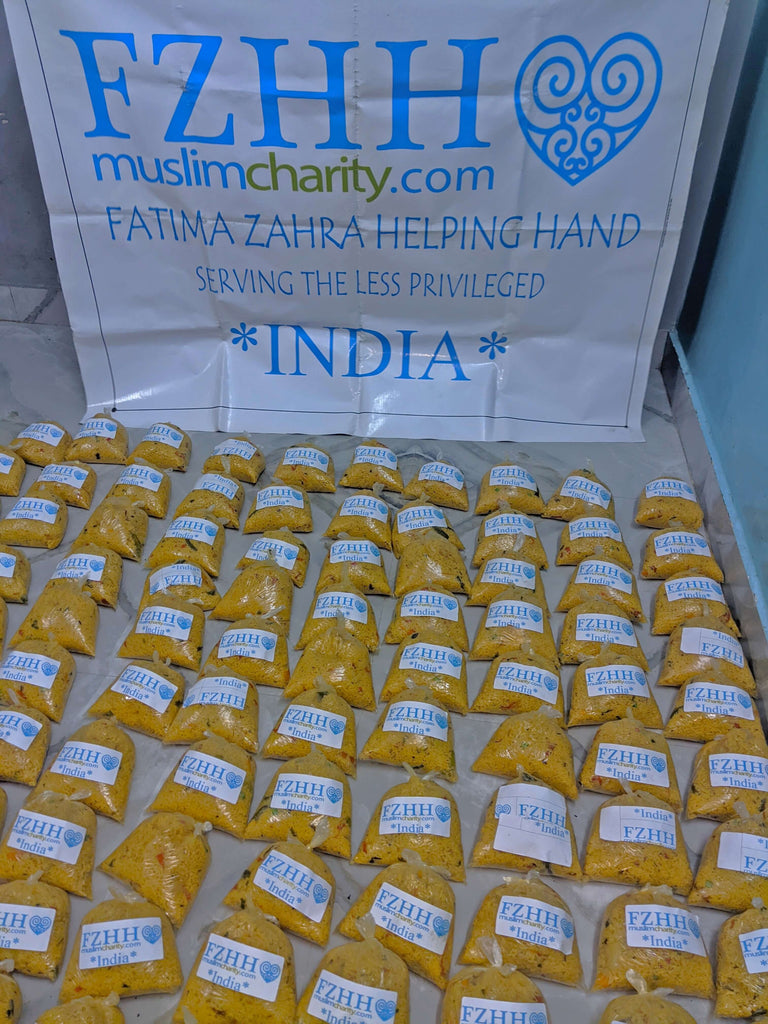 Hyderabad, India - Participating in Our Mobile Food Rescue Program by Preparing, Packaging & Distributing Hot Homemade Meals to 150+ Less Privileged Children & Madrasa Students