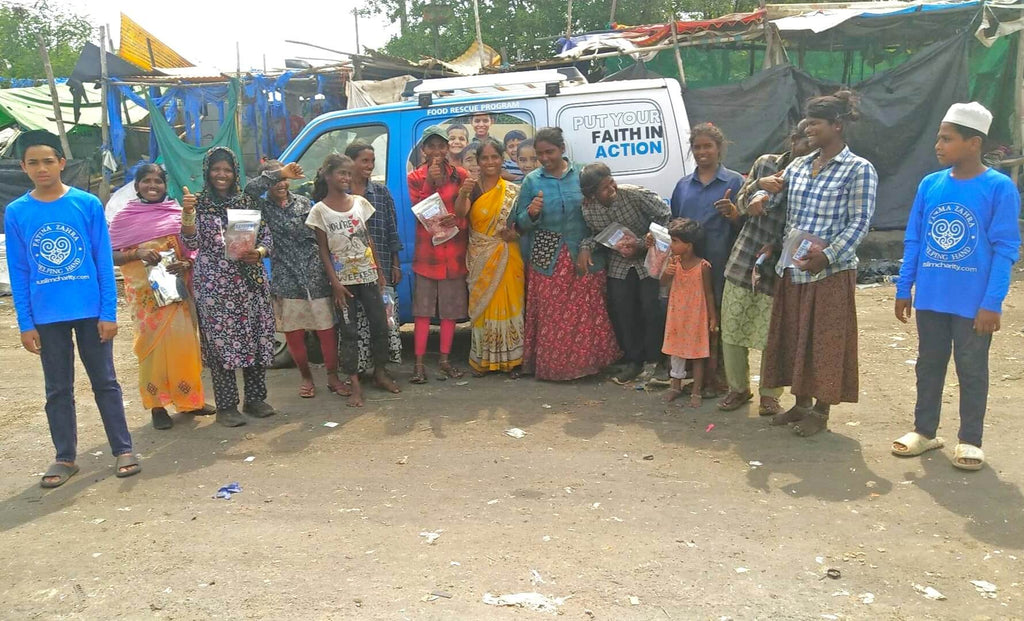 Hyderabad, India - Participating in Our Holy Qurbani Program & Mobile Food Rescue Programs by Processing, Packaging & Distributing Holy Qurbani Meat from 73+ Holy Qurbans to 1100+ Homeless & Less Privileged Families
