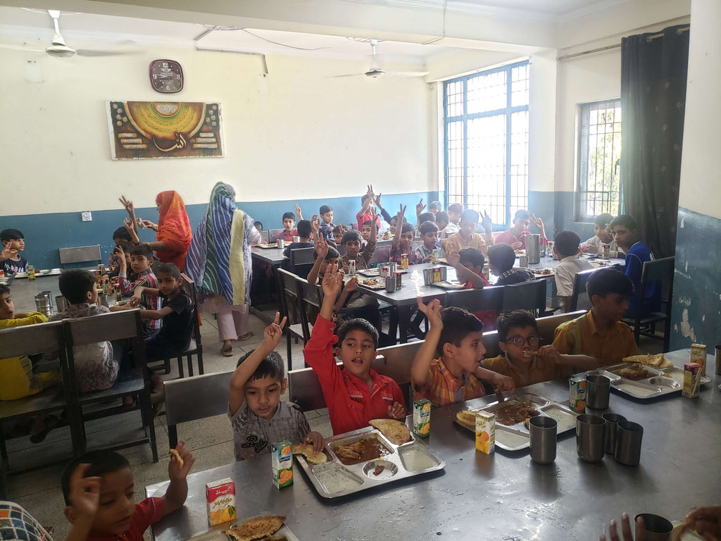 Lahore, Pakistan - Participating in Orphan Support Program & Mobile Food Rescue Program by Serving Hot Meals & Cold Juices to Beloved Orphans at Local Community's Orphanage Serving Beloved Orphans & Less Privileged Children
