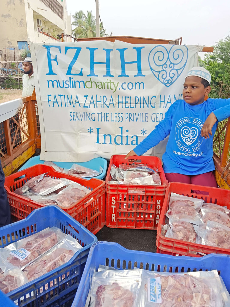 Hyderabad, India - Participating in Our Holy Qurbani Program & Mobile Food Rescue Programs by Processing, Packaging & Distributing Holy Qurbani Meat from 30+ Holy Qurbans to 452+ Homeless & Less Privileged Families