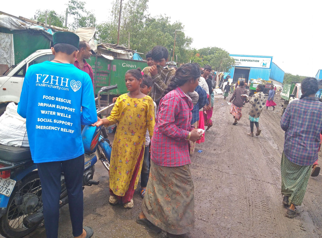 Hyderabad, India - Participating in Our Holy Qurbani Program & Mobile Food Rescue Programs by Processing, Packaging & Distributing Holy Qurbani Meat from 6+ Holy Qurbans to 60+ Less Privileged Families