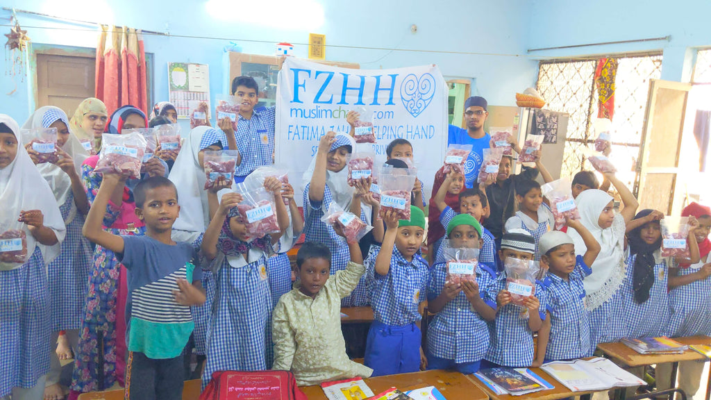 Hyderabad, India - Participating in Orphan Support Program & Mobile Food Rescue Program by Distributing Holy Qurbani Meat to Beloved Orphans & Less Privileged Families
