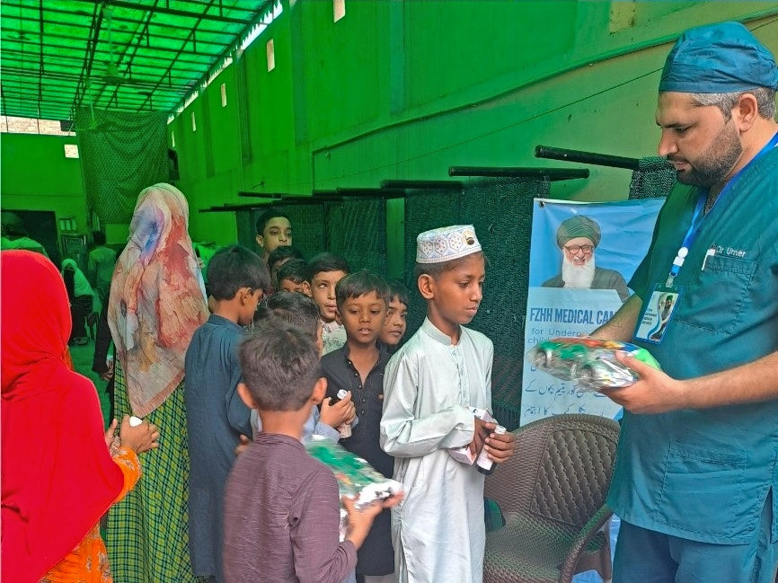 Lahore, Pakistan - Participating in Pediatric Ward & Orphan Support Program by Setting Up Free FZHH Medical Camp Providing Essential Medical Checkups, Medicines with Multivitamins, Deworming Sessions & Distributing Goodie Bags to 150+ Beloved Orphans