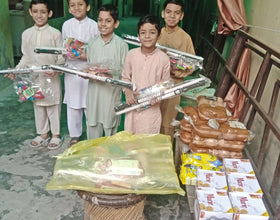 Lahore, Pakistan - Participating in Orphan Support Program & Mobile Food Rescue Program by Distributing Essential Groceries & Goodie Bags Filled with Candies & Gifts to 60+ Beloved Orphans & Less Privileged Children at Local Community Orphanage