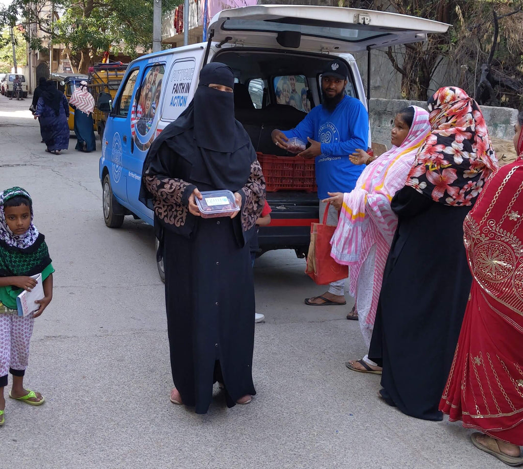 Hyderabad, India - Participating in Holy Qurbani Program & Mobile Food Rescue Program by Processing, Packaging & Distributing Holy Qurbani Meat to Local Community's Less Privileged Families & People in Need