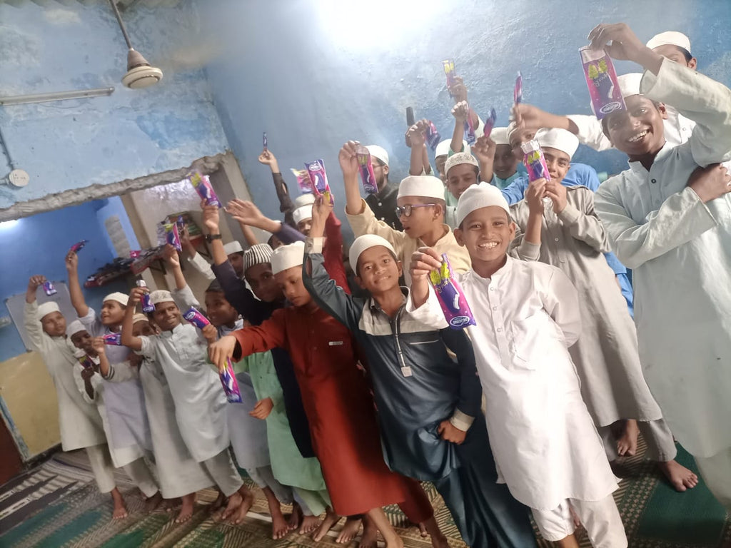 Hyderabad, India - Honoring URS/Union of Mawlana Shaykh Muhammad Effendi al-Yaraghi ق ع & Mawlana Shaykh Darwish Muhammad ق ع by Serving Ice Creams to Madrasa/School Children & Distributing Holy Qurban Meat for their Dinner Preparation